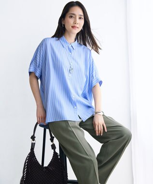 自由区 【カタログ掲載・ご好評につき新色追加・セットアップ対応】リネンライクシンセティックワイドストレート パンツ [新色]カーキ