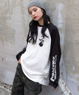 WEGO 【ユニセックス着用ITEM/MLサイズ展開】スリーブロゴグラフィックラグランT（LS）