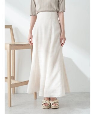 earth music&ecology シアーチェックフレアスカート Ivory