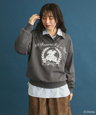 Green Parks １０１匹わんちゃん／ポロ衿裏毛スウェット Charcoal Gray