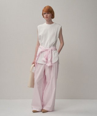 ATON NATURAL DYED COTTON LAWN | ツータックイージーパンツ PINK