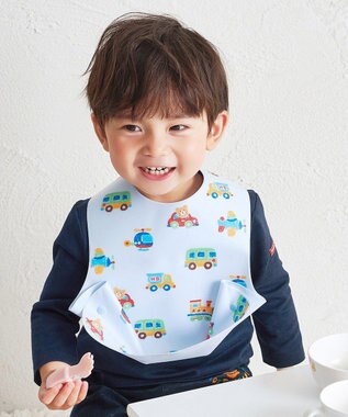 MIKI HOUSE HOT BISCUITS 総柄 お食事スタイ ブルー