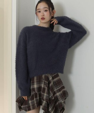 WEGO シャギーニットプルオーバー ネイビー