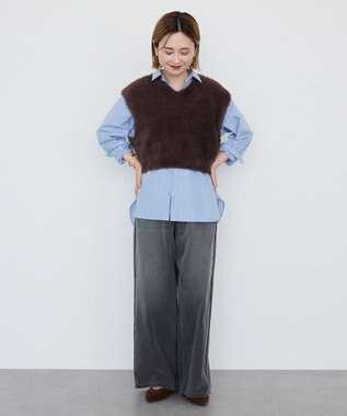 AMERICAN HOLIC 【選べる丈】シャギーニットベスト Brown