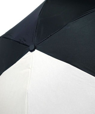 +RING UNISEX プラスリング 晴雨兼用 簡単開閉式折傘 BLK×BGE T1339 黒