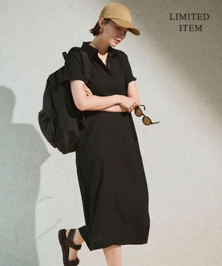 ICB L 【WEB限定】FluidBackSatin ニット衿シャツワンピース