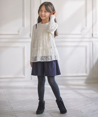 組曲 KIDS 【110-140㎝】スノウレースレイヤード トップス オフホワイト