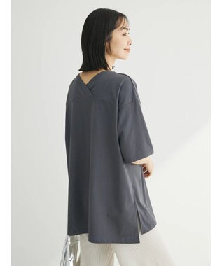 Green Parks 冷っとすずやか　バックカシュクールチュニック Dark Gray