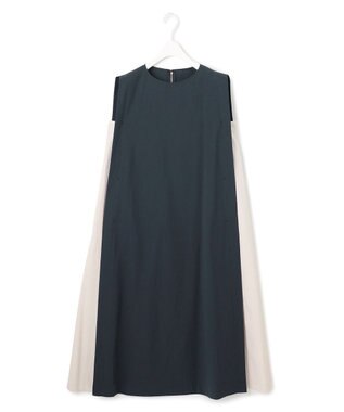 ICB 【接触冷感・UVカット・洗える】RENUソフトタイプライター バイカラーワンピース ネイビー×トープ系