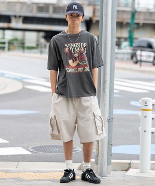 WEGO 【撥水/速乾/ウエストゴム/ユニセックス着用ITEM/MLサイズ展開】ナイロンイージーバギーカーゴショーツ ライトグレー