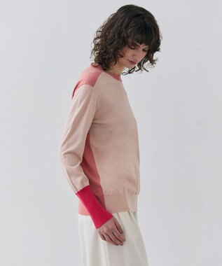 BEIGE， 【洗える】BURNET / カラーミックスクルーネックトップス Nude×Salmon×Pink