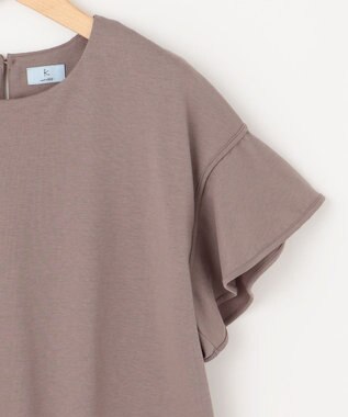 組曲 GIZAプレーティング天竺フリルスリーブ Tシャツ モカブラウン系