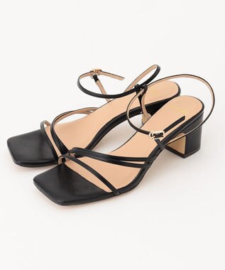 自由区 ナロー ストラップヒールサンダル ブラック系