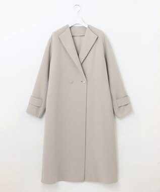 自由区 【洗える】ライトダブルクロス ノーカラーコート サンドベージュ