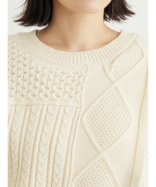 Green Parks ＫＢＦ　２ＷＡＹパッチワークニットカーディガン Off White