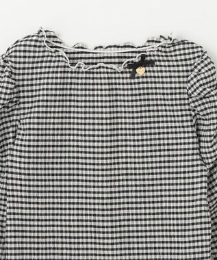 ANY KIDS シアー ギンガム 七分袖 Tシャツ ブラック