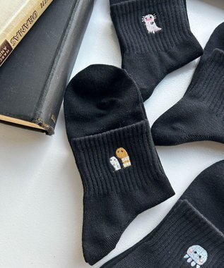 WEGO アニマル刺繍アンクル底パイルソックス 柄8