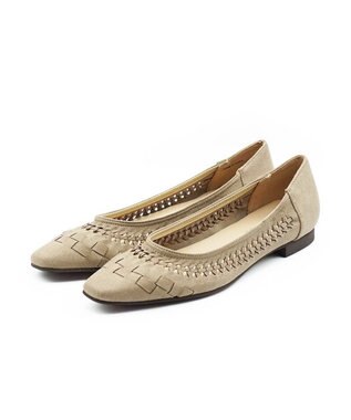 APOM フレンチスクエアメッシュフラット ベージュスエード