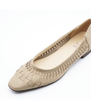 APOM フレンチスクエアメッシュフラット ベージュスエード