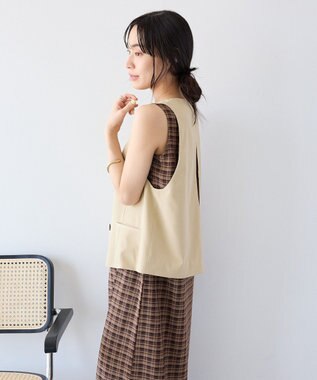 CRAFT STANDARD BOUTIQUE バックスリットショートベスト Beige
