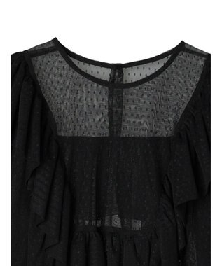 Green Parks ■ＥＳＣＡＲ　ドットチュールフレアヨークプルオーバー Black