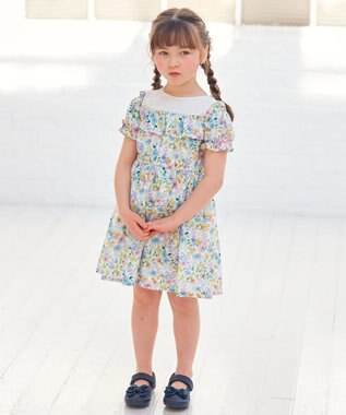 ANY KIDS オンオフショルダー ガーリー ワンピース ホワイト系花柄