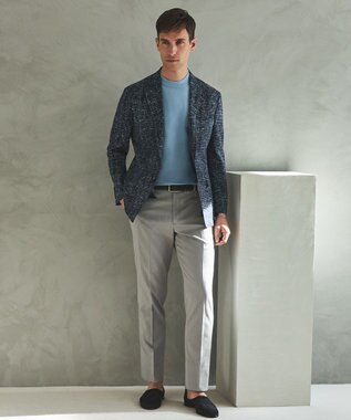 GOTAIRIKU 綿とポリのいいとこどり【洗濯機可】テーラード DRESS BIZ ニットTシャツ サックスブルー系