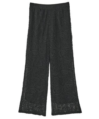 Green Parks コード刺繍　　レースイージーワイドパンツ Black