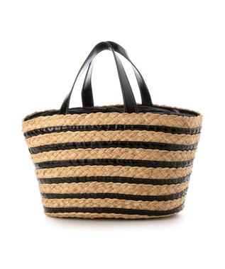 UNBILLION カシュカシュ cachecache / メタリックボーダーラフィアカゴバッグ ブラック