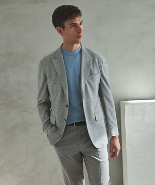 GOTAIRIKU 綿とポリのいいとこどり【洗濯機可】テーラード DRESS BIZ ニットTシャツ サックスブルー系