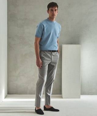 GOTAIRIKU 綿とポリのいいとこどり【洗濯機可】テーラード DRESS BIZ ニットTシャツ サックスブルー系