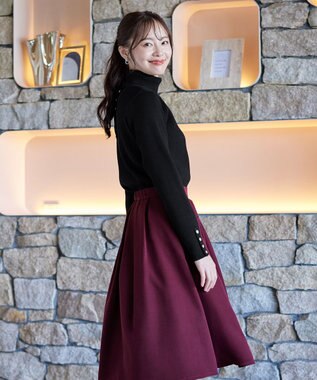 Tiaclasse 【洗える】タートルボタンニットトップス ブラック