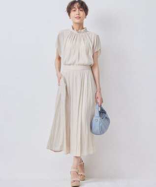 組曲 【WEB限定】ギャザーライトデシン タックスカート サンドベージュ系