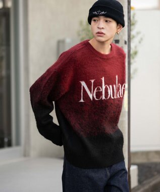 WEGO 【ユニセックス着用ITEM/MLサイズ展開】ファジーグラデーションプルオーバー ワイン