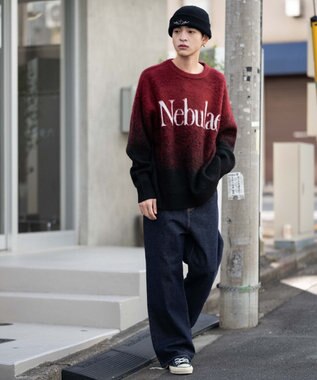 WEGO 【ユニセックス着用ITEM/MLサイズ展開】ファジーグラデーションプルオーバー ワイン