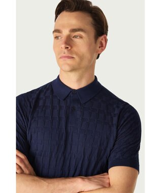 DAKS John Smedley for DAKS ハウスチェックポロシャツ ネイビー