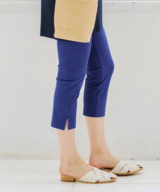 Tiaclasse L 【日本製】ドライモーメント裾スリットパンツ ブルー