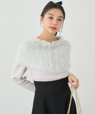 earth music&ecology ＳＥＴ２点ケープ＋リブニットプルオーバー Light Gray