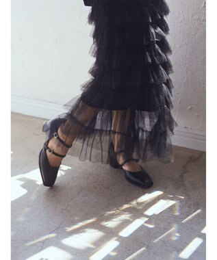 earth music&ecology ティアードフリルチュールスカート Black