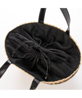 UNBILLION カシュカシュ cachecache / メタリックボーダーラフィアカゴバッグ ブラック