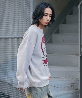 WEGO 【ユニセックス着用ITEM/MLサイズ展開】別注NEW　JACKジャガードニットプルオーバー ホワイトアイボリー