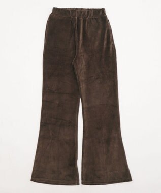 WEGO 【ウエストゴム】ベロアフレアパンツ ブラウン