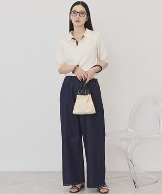 AMERICAN HOLIC 襟付き配色ニット Ivory