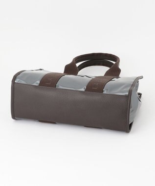 LA BAGAGERIE ソフトエナメル　ロゴテープトートバッグ　Lサイズ ガンメタリック