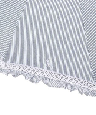 MOONBAT 【遮光/晴雨兼用日傘】POLO RALPH LAUREN（ポロラルフローレン）折りたたみ日傘 ストライプフリル 遮熱 遮光 UV ディープブルー