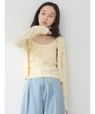 earth music&ecology ＳＥＴ２点カーディガン＋フラワーキャミ Yellow