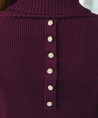 Tiaclasse 【洗える】タートルボタンニットトップス パープル