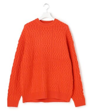 J.PRESS YORK STREET 【UNISEX】アランケーブル クルーネック ニット オレンジ系