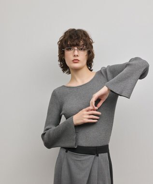 GRACE CONTINENTAL アイレットリブニットトップ グレー