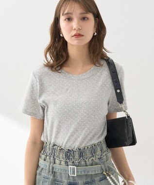 earth music&ecology ドットプリントＴシャツ Gray